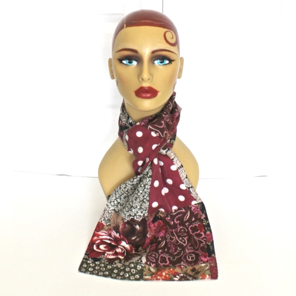 New York Studio Multi-Pattern Patchwork Silk Oblo… - image 2